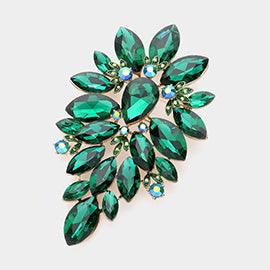 Green Marquise cluster brooch