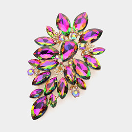 Oil spill marquise cluster brooch