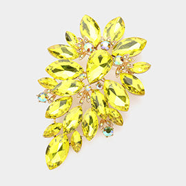 yellow marquise  cluster brooch