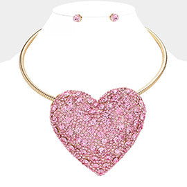 pink Stone Studded Oversized Heart