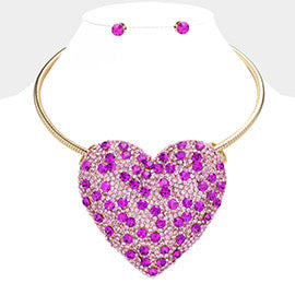 purple Stone Studded Oversized Heart