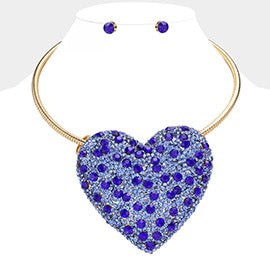 blue Stone Studded Oversized Heart