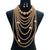 Gold Pearl Multi Strand chunky  necklace