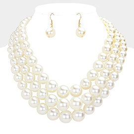 cream  Layered pearl Necklace