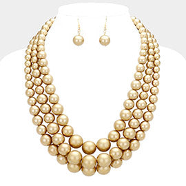 gold Layered pearl Necklace