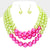 pink & green Layered pearl Necklace