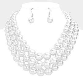 white  Layered pearl Necklace