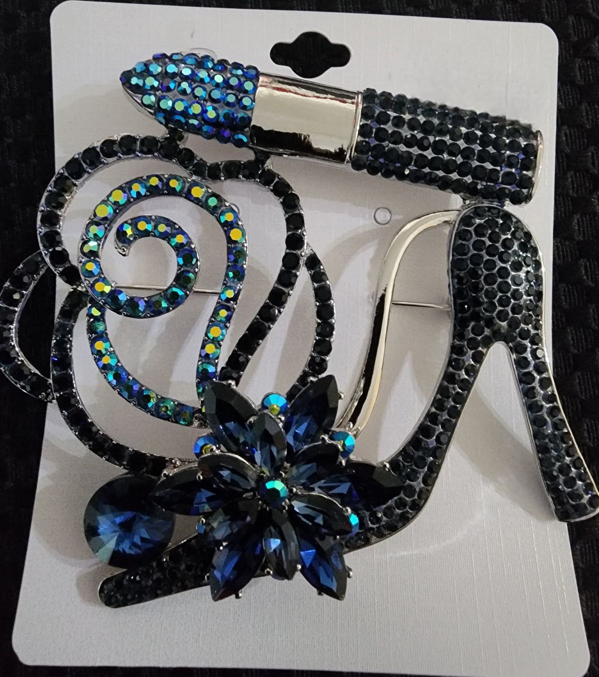 blue heel brooch