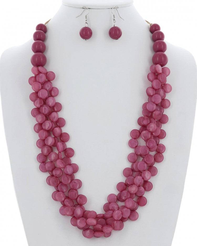 pink bead cord necklace