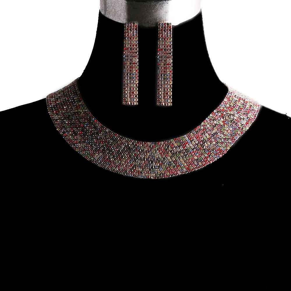 gold multi color stone collar