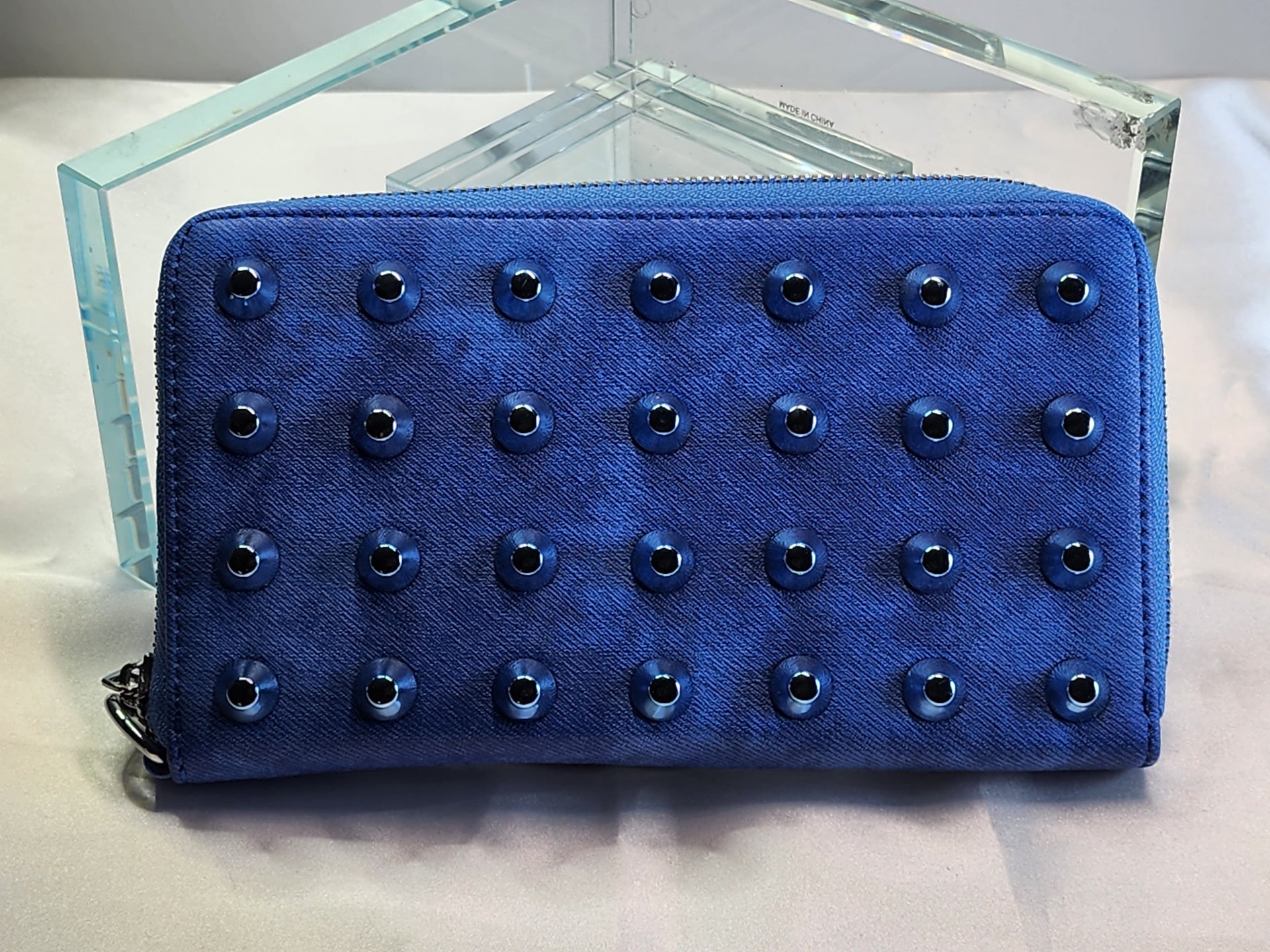 Denim stud wallet