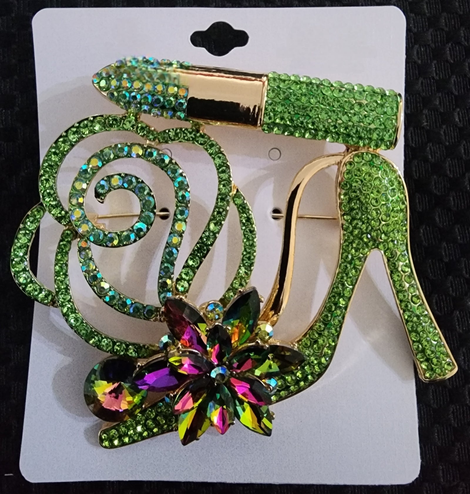 lime green heel brooch
