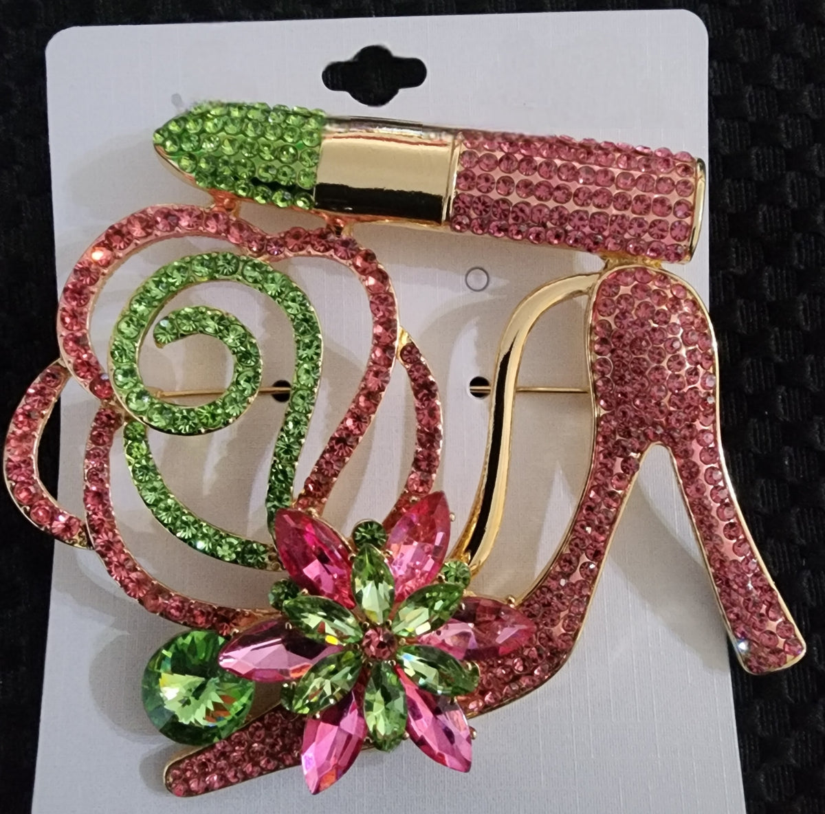 pink &amp; Green heel brooch
