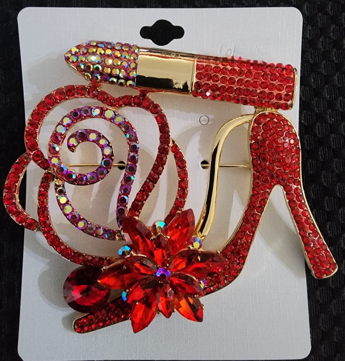 red heel brooch