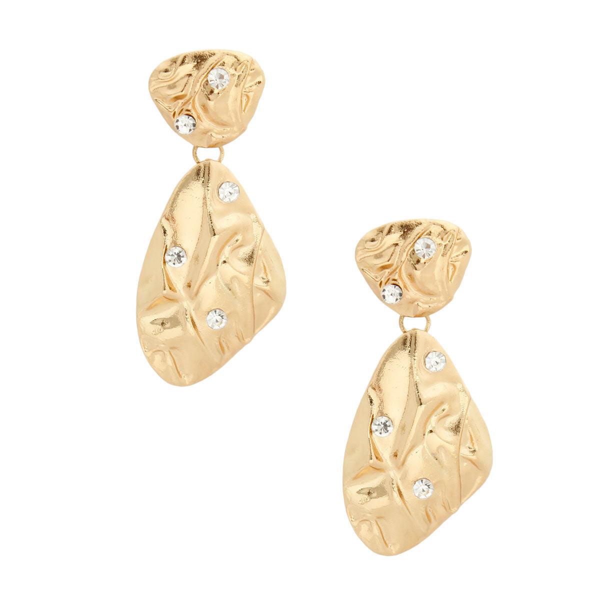 Gold Melted Metal Stone Clip Ons