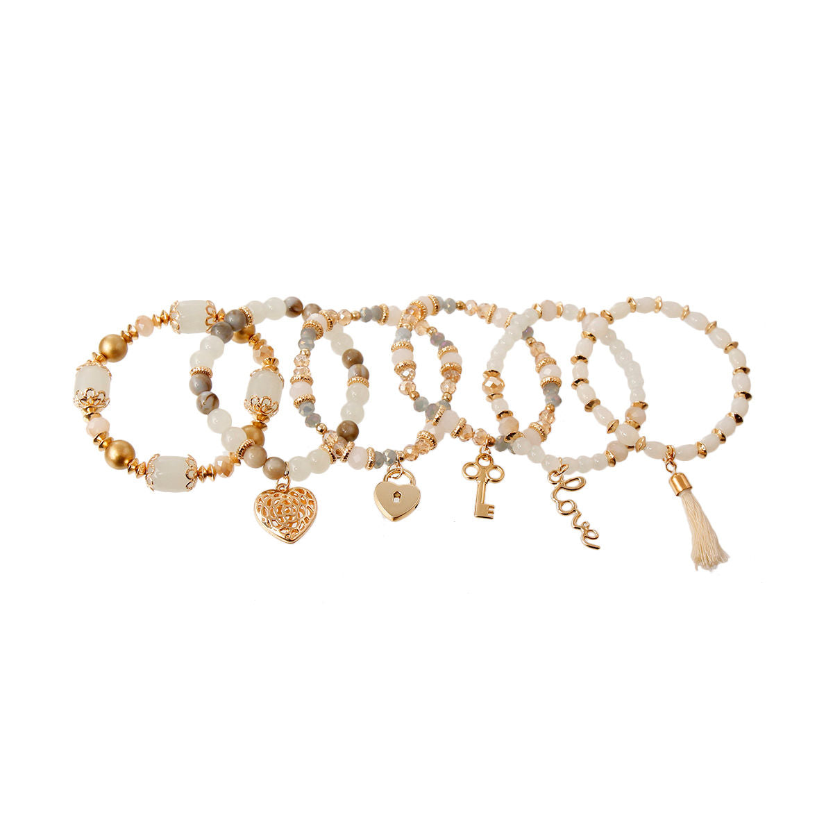 Cream Glass Bead Love Bracelets