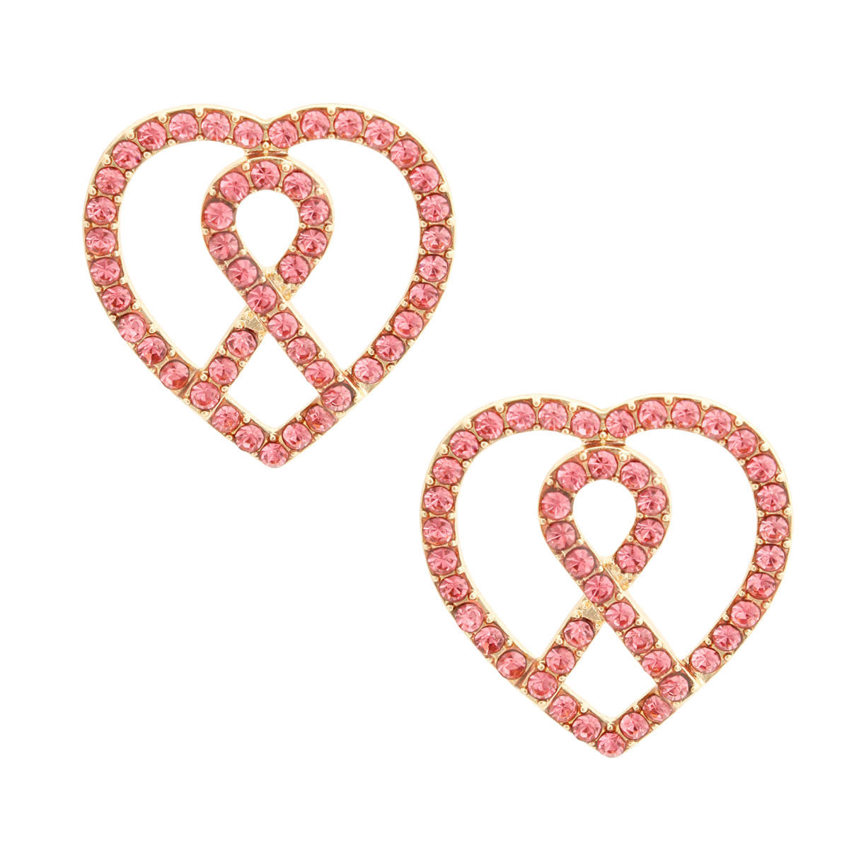 Pink Ribbon Pink Heart Studs