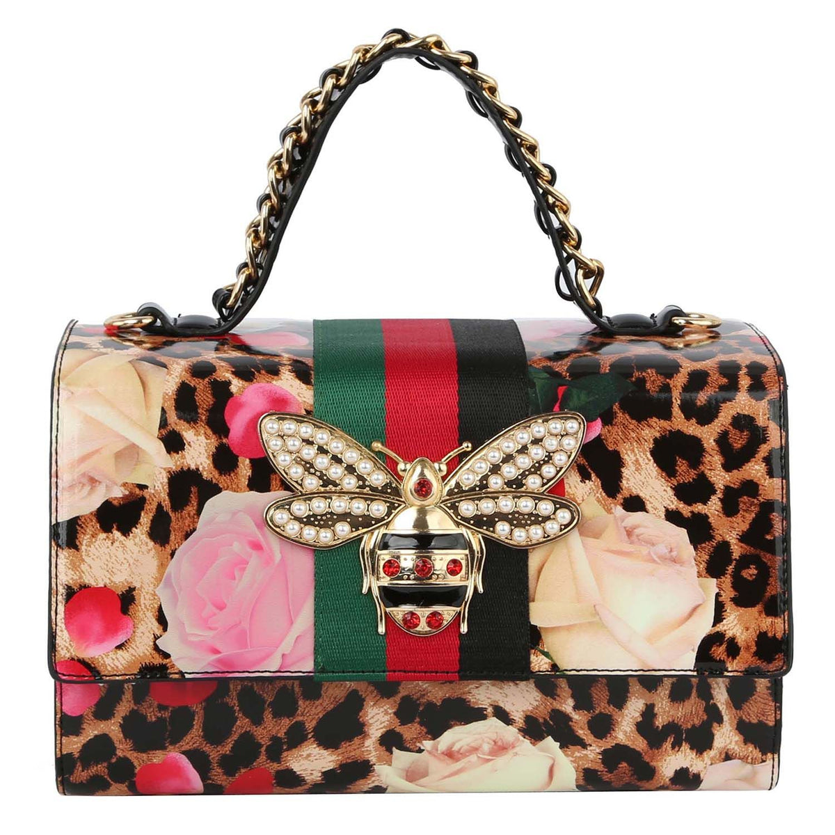 Leopard Patent Leather Designer Satchel Set