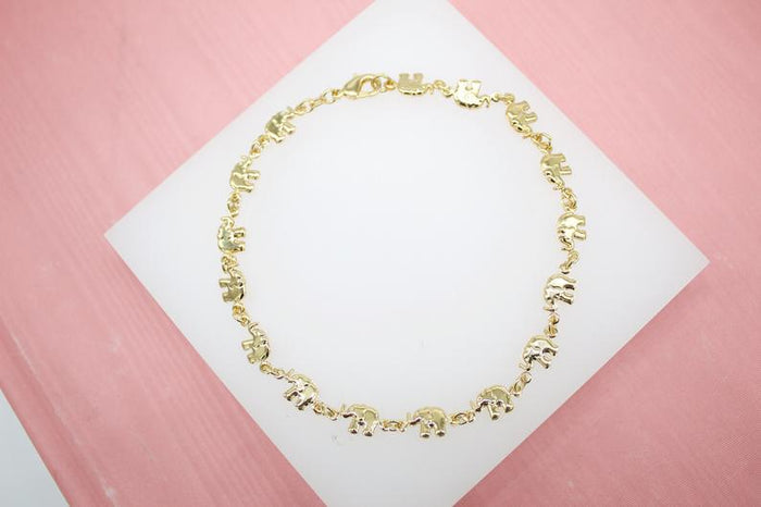 18K GOLD FILLED ELEPHANT CHARMS ANKLET