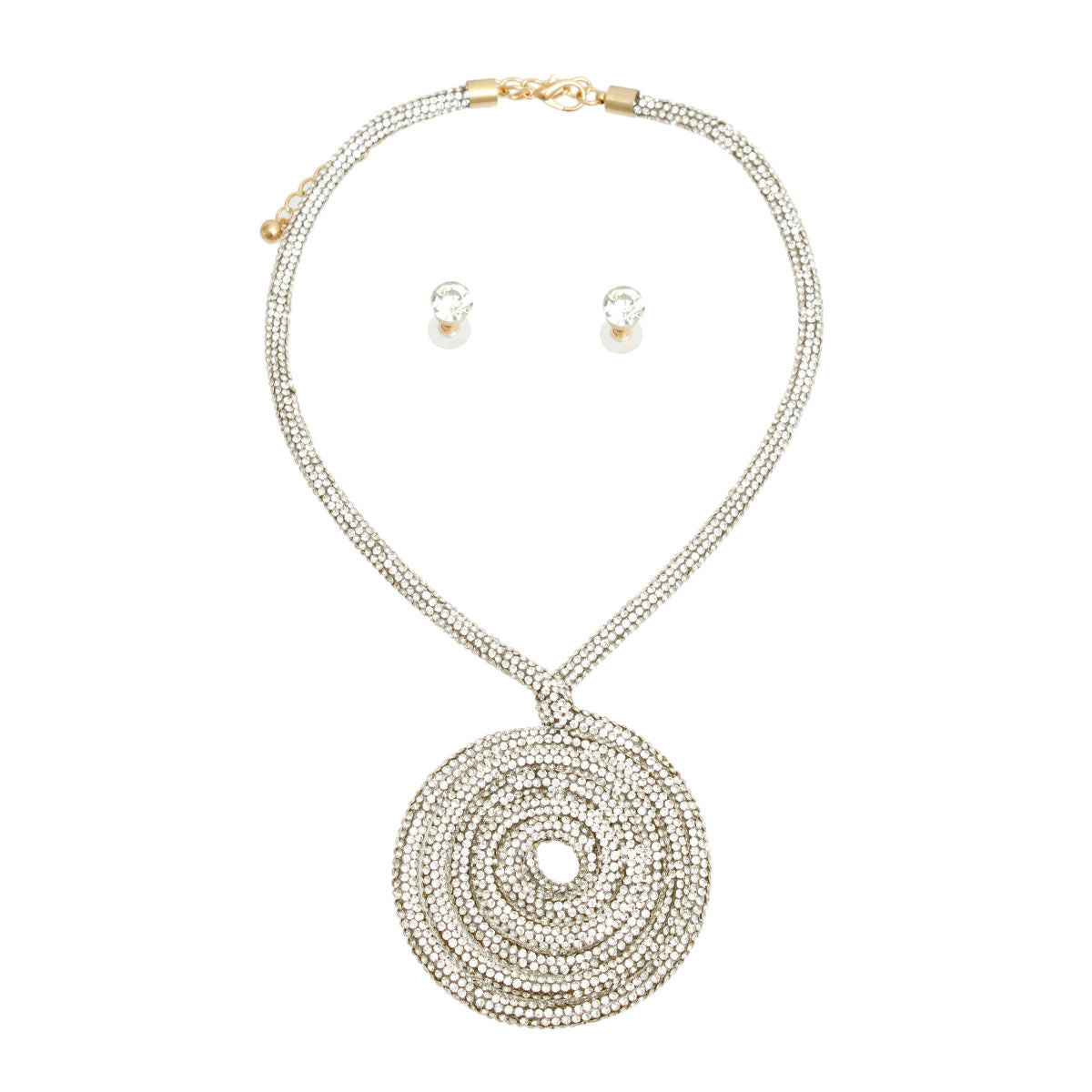 Pave Rhinestone Coiled Tube Necklace