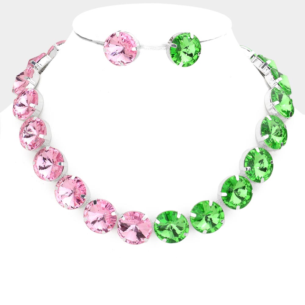 pink and green round bling