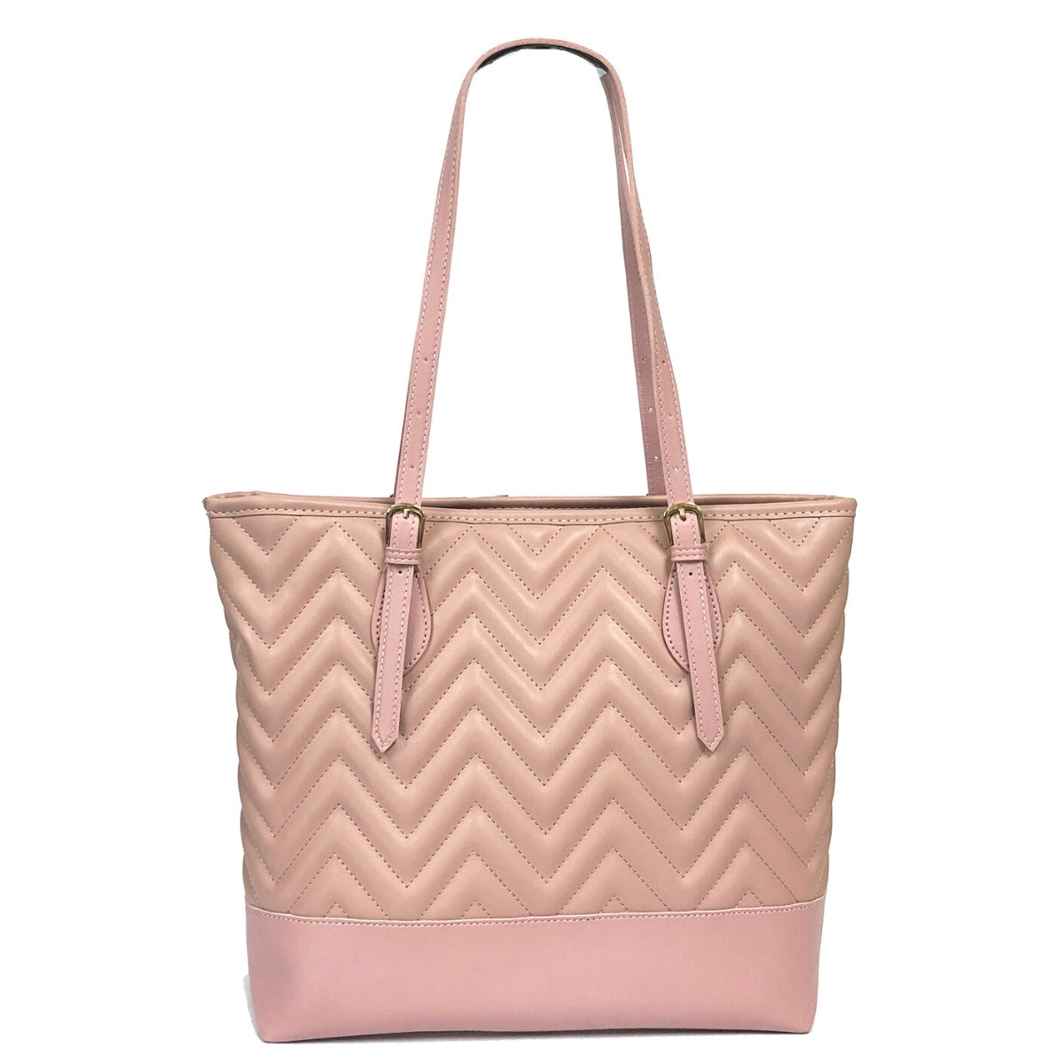 Light Pink Leather Chevron Tote Bag