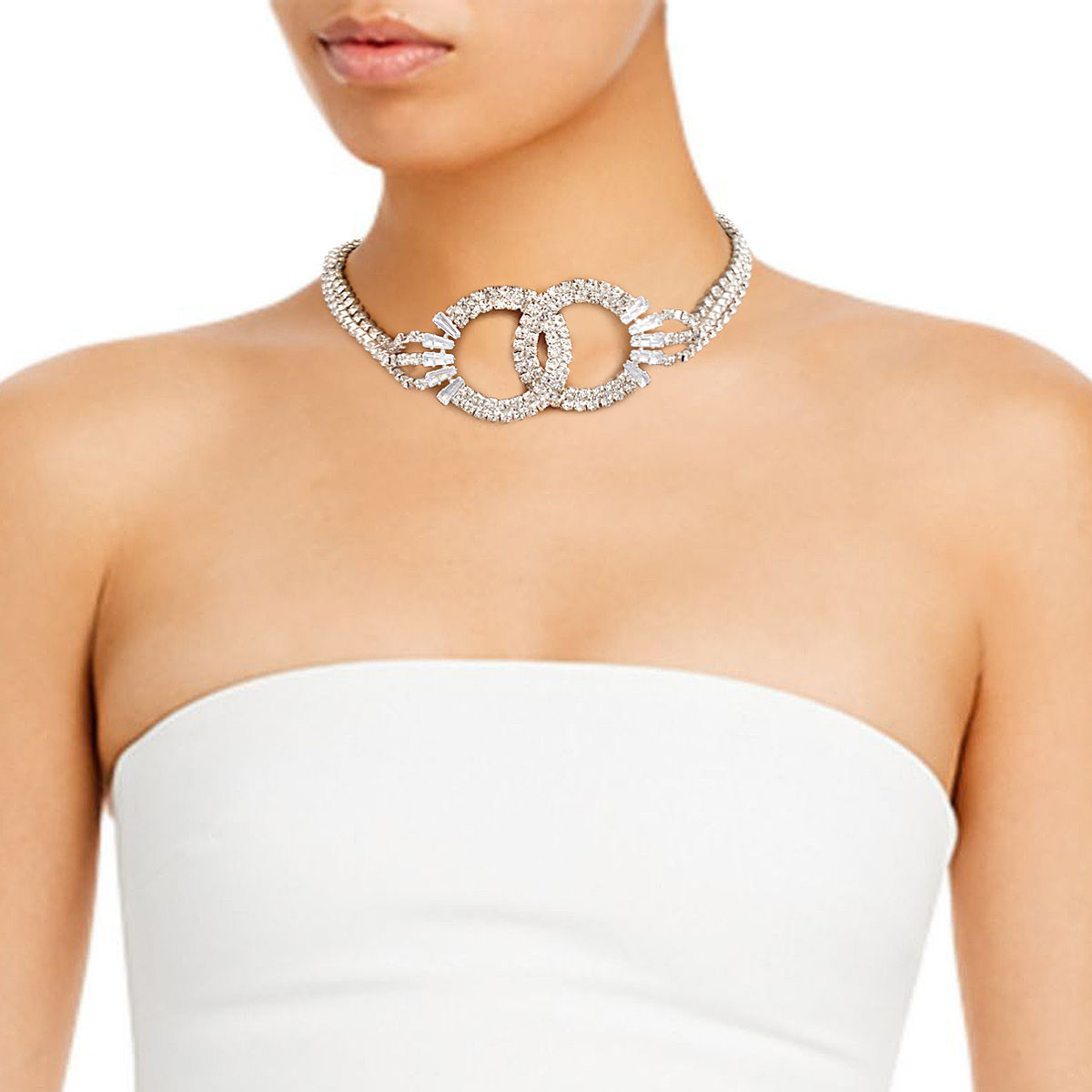 Silver 4 Row Pave Infinity Link Choker