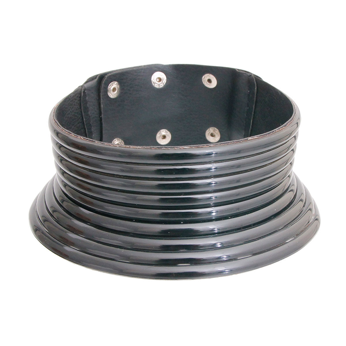 Black Vegan Leather Snap Collar