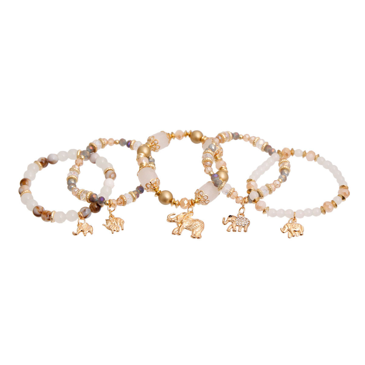 White Bead Elephant Bracelets