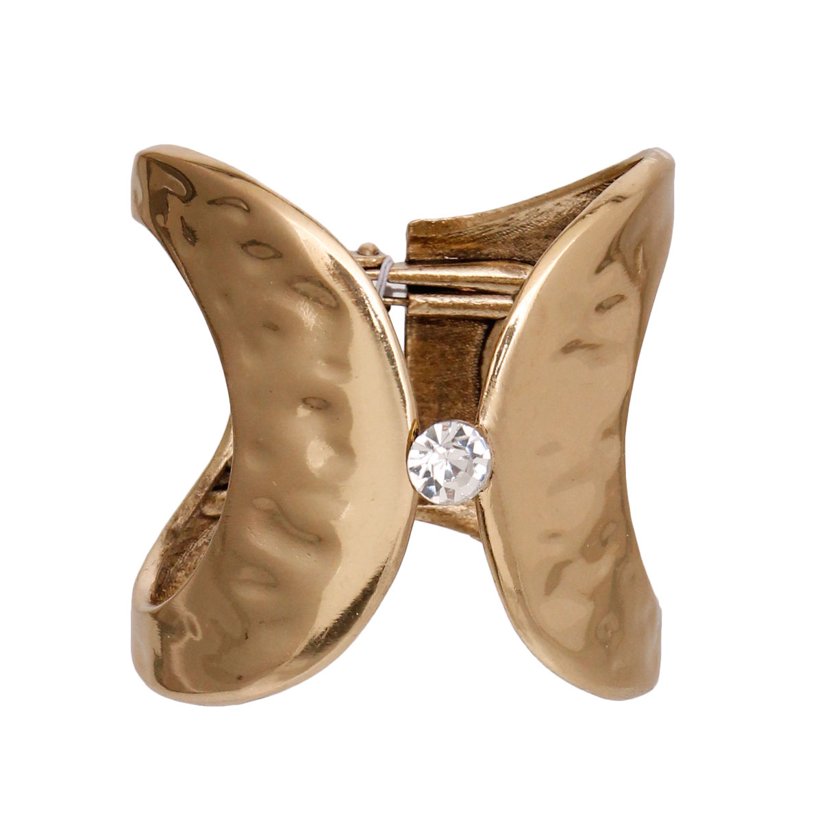 Burnished Gold Stone Hinge Cuff