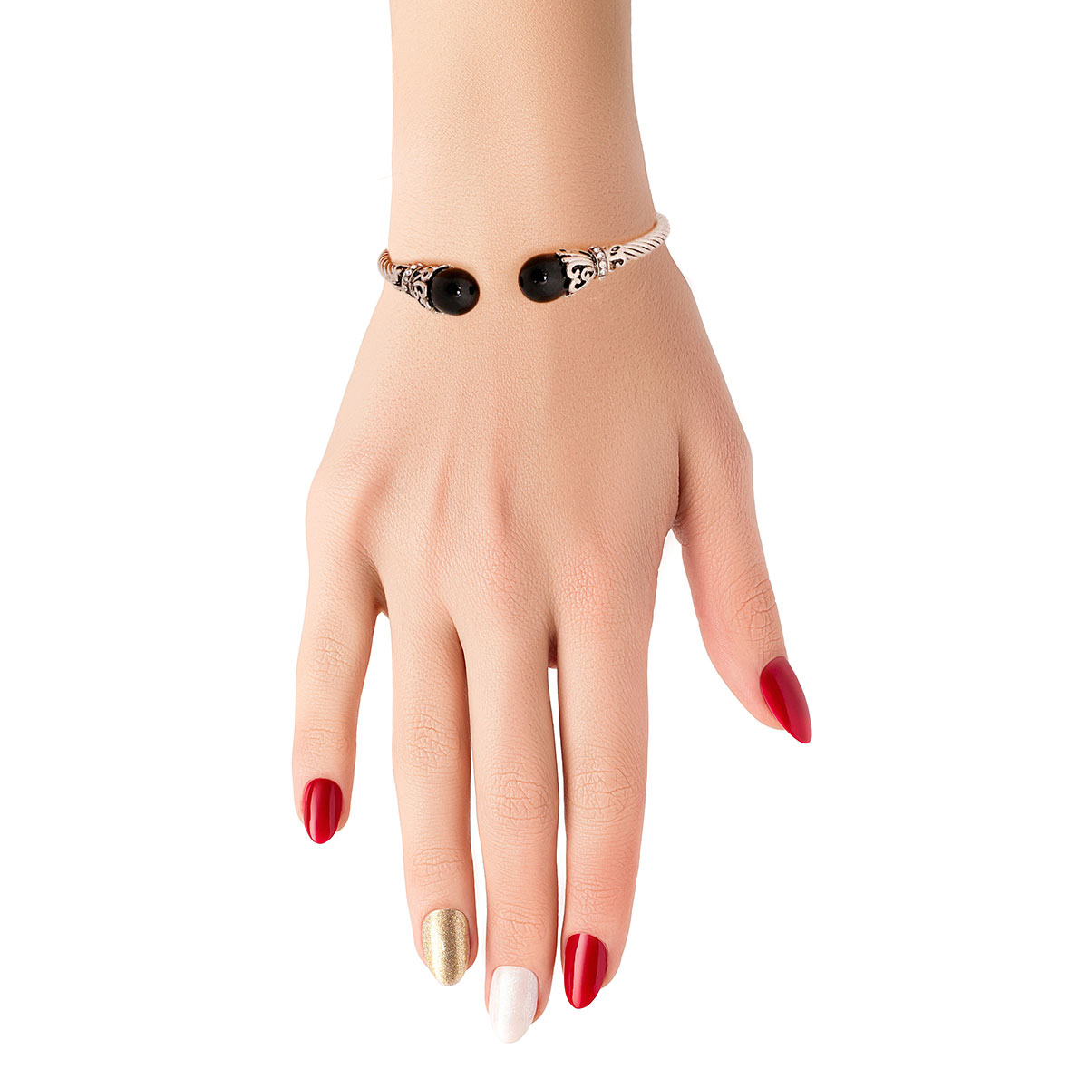 Black Pearl Filigree Cable Bangle