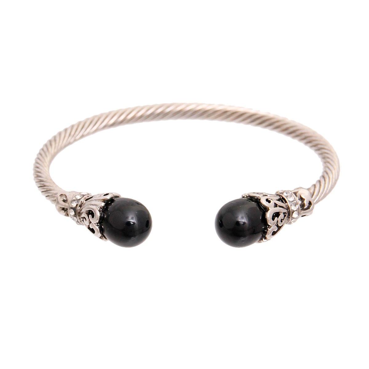 Black Pearl Filigree Cable Bangle