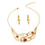 Gold Bib Necklace Set Featuring Brown Crystal and Topaz Rhinestone Detail