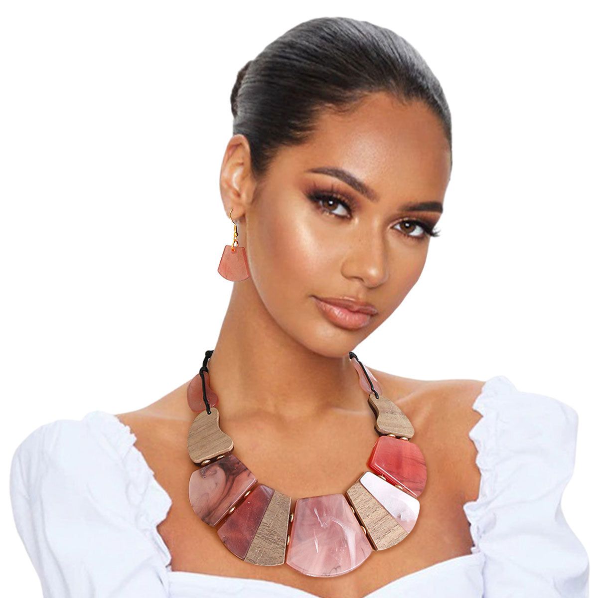 Marbled Pink Celluloid Collar Set