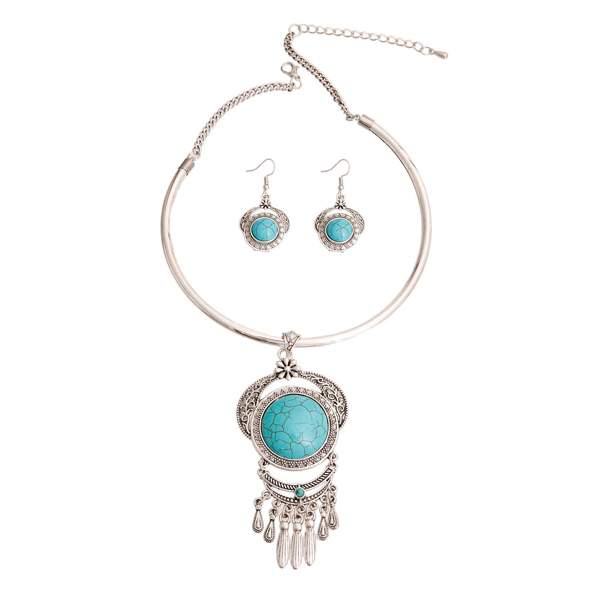 Turquoise Stone Rigid Choker Set