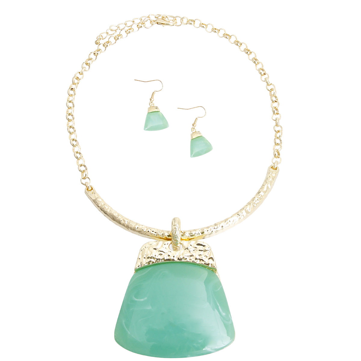 Green Trapezoid Pendant Necklace