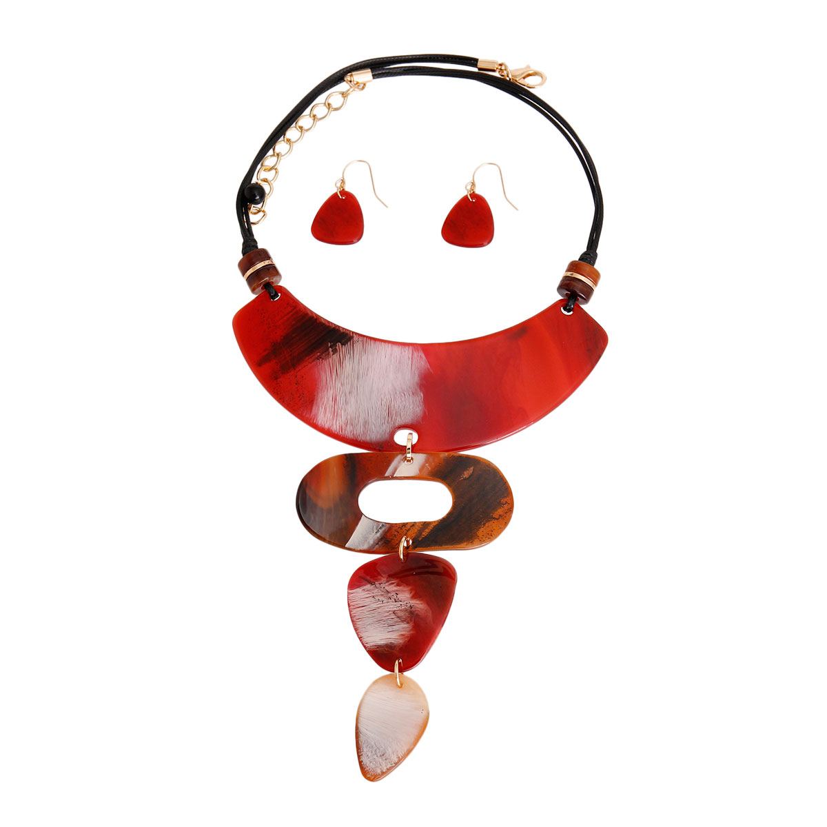 Red Celluloid Drop Collar Necklace