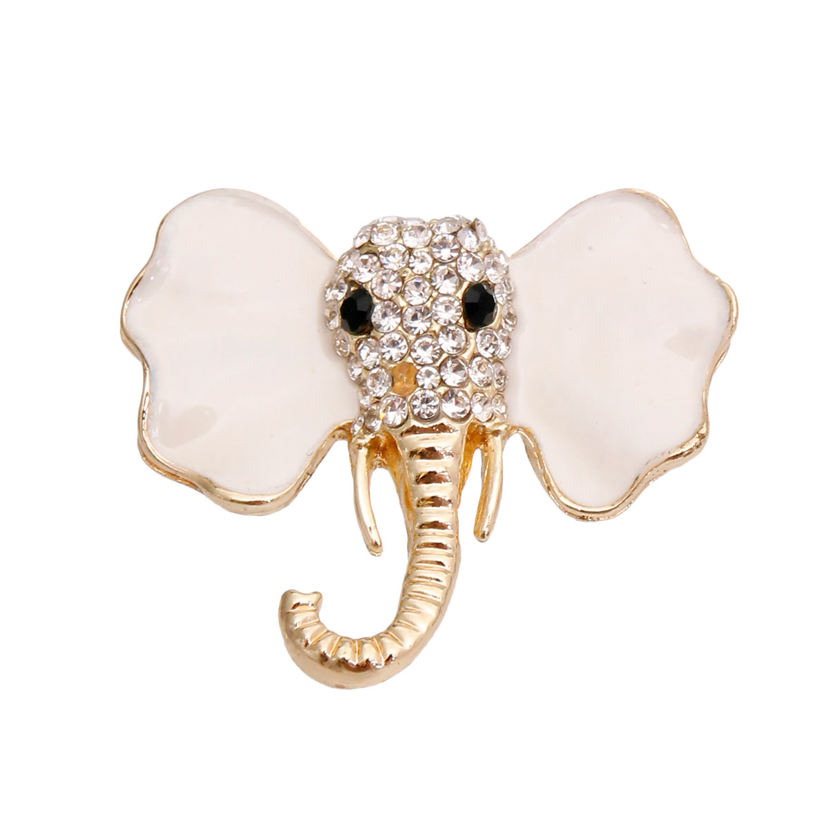 Cream and Gold Elephant Brooch