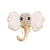 Cream and Gold Elephant Brooch