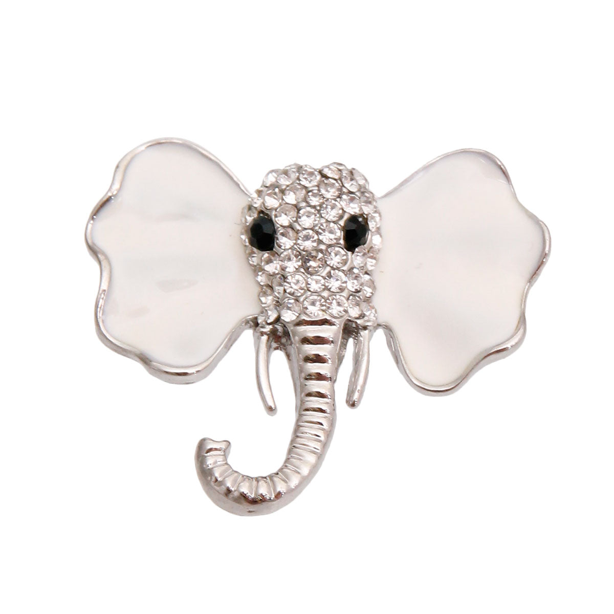 White and Silver Elephant Brooch