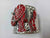 ANTIQUE SILVER CUFF BANGLE RED ELEPHANT CLEAR STONES