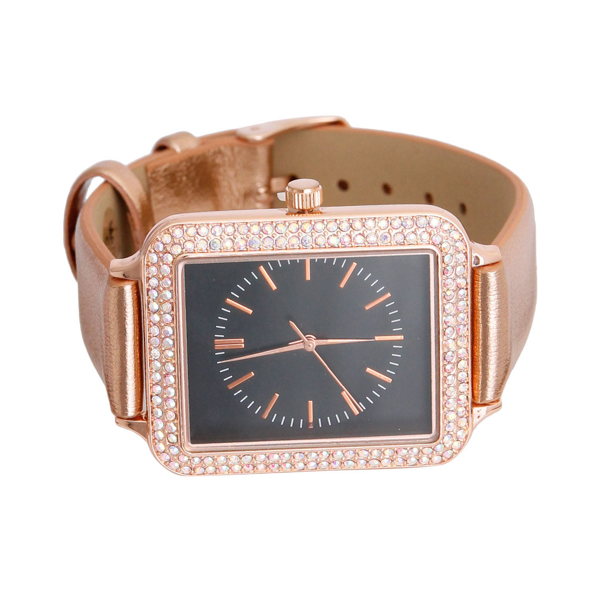 Rose Gold Band Black Face Watch