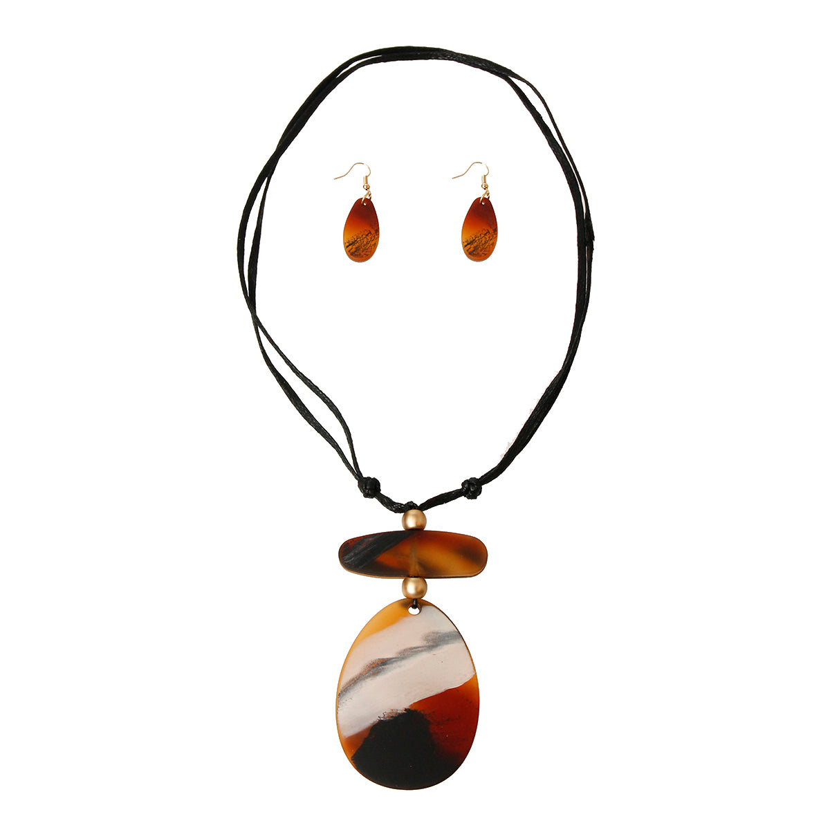 Brown Teardrop Pendant Set