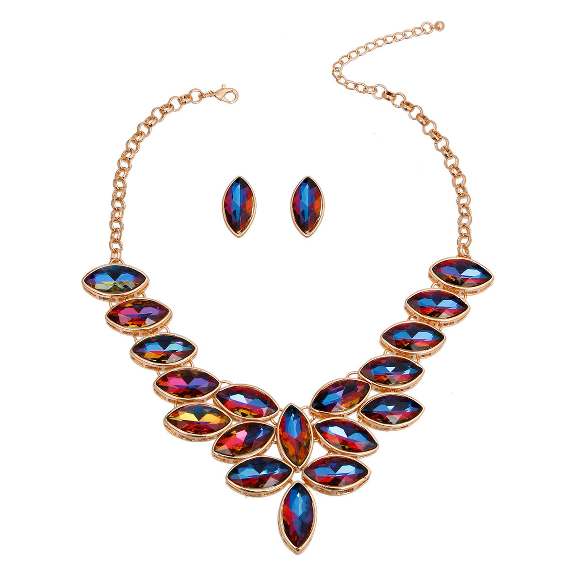 Blue Marquise Crystal Collar Set