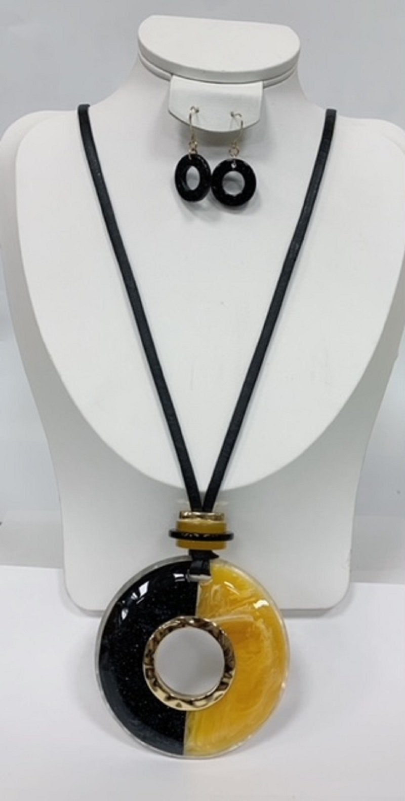 Black Yellow Leather Necklace