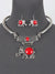 Burnish Silver and Red Elephant Stone Necklace Set