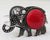 Burnish Silver and Red Elephant Stone Hinged Bangle