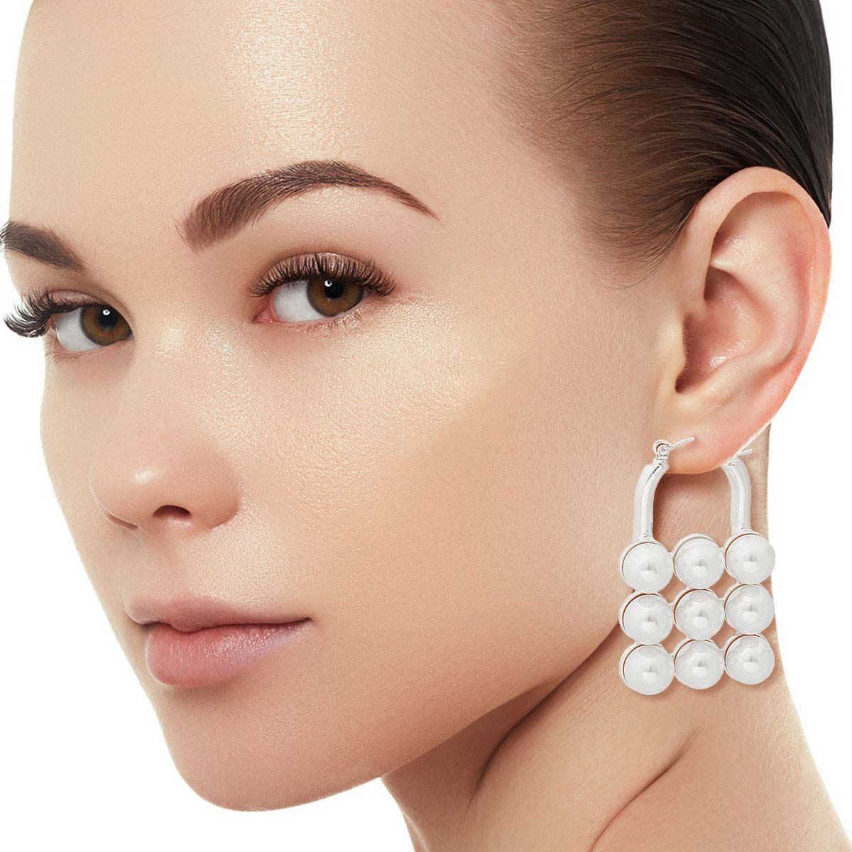 White Pearl Studded Lock Hoops