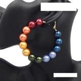 Med Multi Color Pearl Hoops