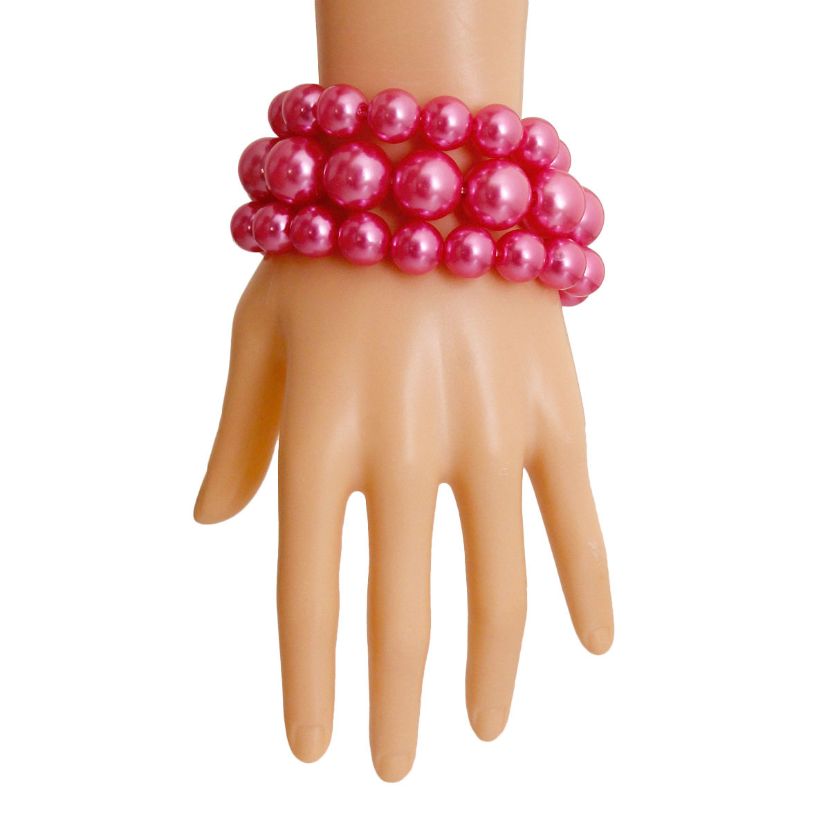 Hot Pink Pearl 3 Pcs Bracelets